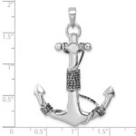 Sterling Silver Rhodium-Plated Polished Anchor Pendant - Image 5