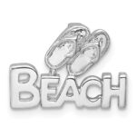 Sterling Silver Rh-Plated Polished Double Flipflop & 'Beach' Chain Slide