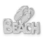 Sterling Silver Rh-Plated Polished Double Flipflop & 'Beach' Chain Slide - Image 4
