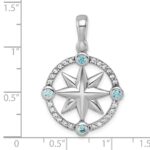 Sterling Silver Rhodium-Plated Polished CZ Compass Pendant - Image 5