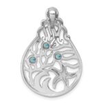 Sterling Silver Rhodium-plated Polished Octopus and Starfish Sea Life Scene Pendant - Image 3