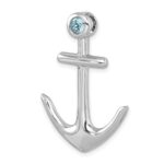 Sterling Silver Rhodium-Plated Polished Crystal Anchor Chain Slide - Image 4