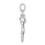 Sterling Silver Rhodium-plated Polished Crystal and CZ Jelly Fish Pendant - Image 2