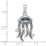 Sterling Silver Rhodium-plated Polished Crystal and CZ Jelly Fish Pendant - Image 5