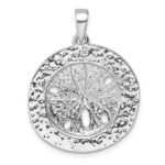 Sterling Silver Rhodium-plated Gold-tone Textured Sand Dollar Pendant - Image 3