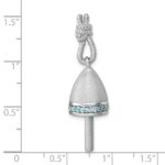 Sterling Silver Rhodium-Plated Brushed Blue CZ Buoy Pendant - Image 5