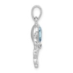 Sterling Silver Rhodium-plated Polished Crystal Octopus Pendant - Image 2