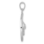 Sterling Silver Rhodium-Plated Polished and Brushed Double Wave Pendant - Image 2