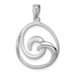 Sterling Silver Rhodium-Plated Polished and Brushed Double Wave Pendant - Image 4