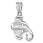 Sterling Silver Rhodium-plated Polished Cownose Stingray Pendant - Image 4