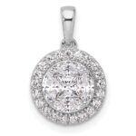 14k White Gold 1 carat Lab Grown Diamond VS/SI+ G+ Round and Marquise Halo Pendant