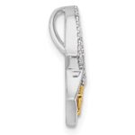 14K Two-tone Polished 1/15 carat Diamond Quinceanera 15 Double Heart Chain Slide - Image 2