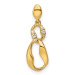 14K Polished 1/20 carat Diamond Wavy Oval Dangle Pendant