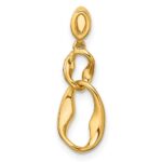 14K Polished 1/20 carat Diamond Wavy Oval Dangle Pendant - Image 3