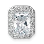 14k White Gold 1/2 carat Lab Grown Diamond VS/SI+ G+ Holds 2 carat Radiant Center Semi Mount Halo Chain Slide Pendant - Image 4