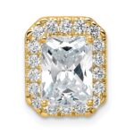 14k 1/2 carat Lab Grown Diamond VS/SI+ G+ Holds 2 carat Radiant Center Semi Mount Halo Chain Slide Pendant - Image 4