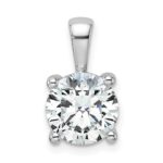 14k White Gold 2 1/2 carat Certified Lab Grown Diamond VS+ F+ Round Complete Four Prong Pendant