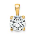 14k 2 1/2 carat Lab Grown Diamond VS/SI+ G+ Round Complete Four Prong Pendant