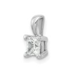 14k White Gold 1/2 carat Lab Grown Diamond VS+ F+ Princess Complete Four Prong Pendant - Image 4