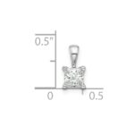 14k White Gold 1/2 carat Lab Grown Diamond VS+ F+ Princess Complete Four Prong Pendant - Image 5