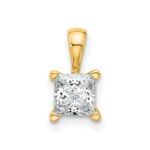 14k 3/4 carat Lab Grown Diamond VS+ F+ Princess Complete Four Prong Pendant