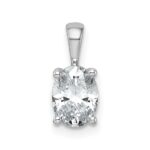14k White Gold 1 carat Lab Grown Diamond VS+ F+ Oval Complete Four Prong Pendant