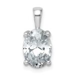 14k White Gold 2 1/2 carat Lab Grown Diamond VS+ F+ Oval Complete Four Prong Pendant
