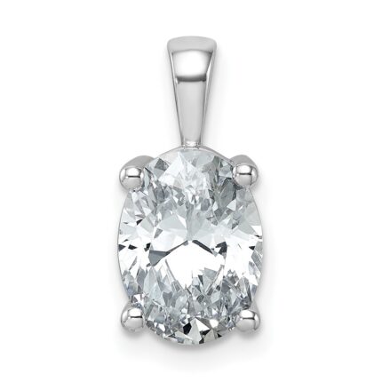 14k White Gold 2 1/2 carat Lab Grown Diamond VS+ F+ Oval Complete Four Prong Pendant