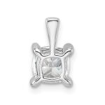 14k White Gold 1 carat Lab Grown Diamond VS/SI+ G+ Cushion Complete Four Prong Pendant - Image 3