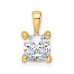 14k 1 carat Lab Grown Diamond VS/SI+ G+ Cushion Complete Four Prong Pendant