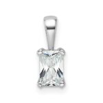 14k White Gold 1/2 carat Lab Grown Diamond VS/SI+ G+ Radiant Complete Four Prong Pendant