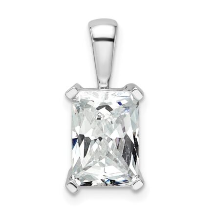 14k White Gold 3 carat Lab Grown Diamond VS/SI+ G+ Radiant Complete Four Prong Pendant