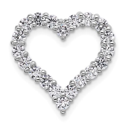 14k White Gold 1 carat Lab Grown Diamond VS/SI+ G+ Complete Heart Chain Slide Pendant
