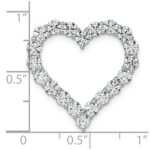 14k White Gold 3 carat Lab Grown Diamond VS/SI+ G+ Complete Heart Chain Slide Pendant - Image 4