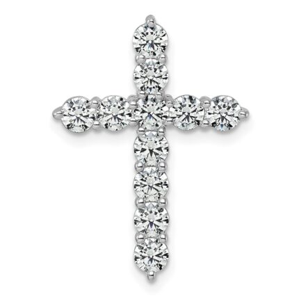 14k White Gold 2 carat Lab Grown Diamond VS/SI+ G+ Complete Cross Chain Slide Pendant