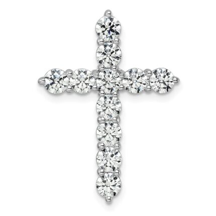 14k White Gold 3 carat Lab Grown Diamond VS/SI+ G+ Complete Cross Chain Slide Pendant