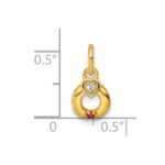 14k Dia Heart w/ 1 Birthstone Mother's Circle Pendant Semi-Mount - Image 5