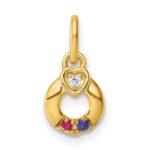 14k Dia Heart w/ 2 Birthstone Mother's Circle Pendant Semi-Mount - Image 2