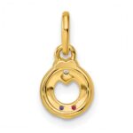 14k Dia Heart w/ 2 Birthstone Mother's Circle Pendant Semi-Mount - Image 4