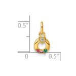 14k Dia Heart w/ 3 Birthstone Mother's Circle Pendant Semi-Mount - Image 5