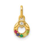 14k Dia Heart w/ 5 Birthstone Mother's Circle Pendant Semi-Mount - Image 2