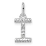 14k White Gold Twisted .05 ct. Diamond Initial I Charm