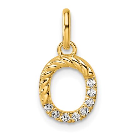 14k Twisted .07 ct. Diamond Initial O Charm