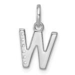 14k White Gold Twisted .05 ct. Diamond Initial W Charm - Image 3