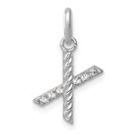 14k White Gold Twisted .05 ct. Diamond Initial X Charm
