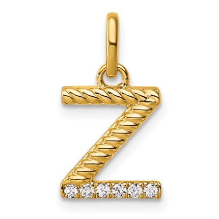 14k Twisted .05 ct. Diamond Initial Z Charm