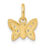 14K Polished Diamond Butterfly Pendant - Image 3