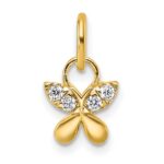 14K Polished Diamond Butterfly Charm