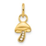 14K Polished Diamond Mushroom Charm