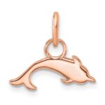 14K Rose Gold Polished Diamond Dolphin Charm - Image 3